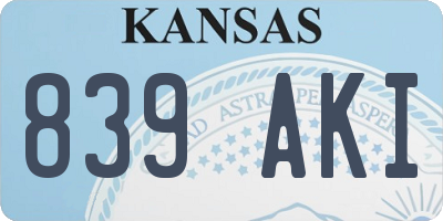 KS license plate 839AKI