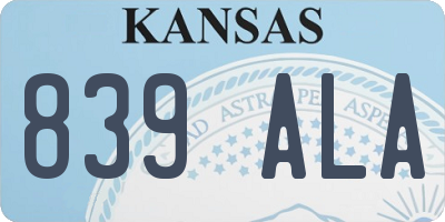 KS license plate 839ALA