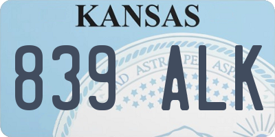 KS license plate 839ALK