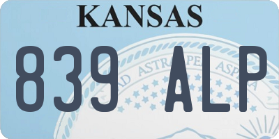 KS license plate 839ALP