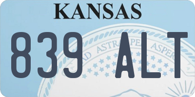 KS license plate 839ALT