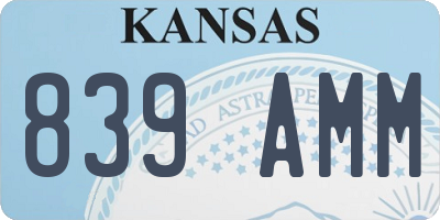 KS license plate 839AMM
