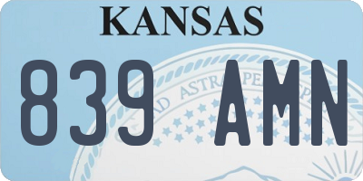 KS license plate 839AMN