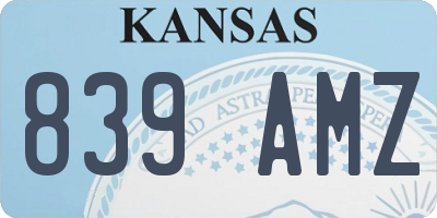 KS license plate 839AMZ