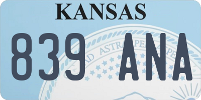 KS license plate 839ANA