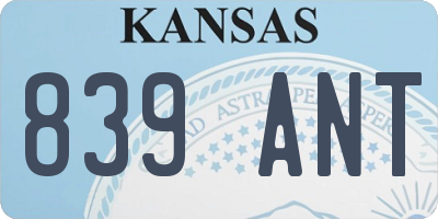 KS license plate 839ANT