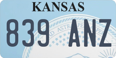 KS license plate 839ANZ