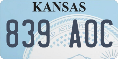 KS license plate 839AOC