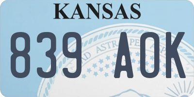 KS license plate 839AOK