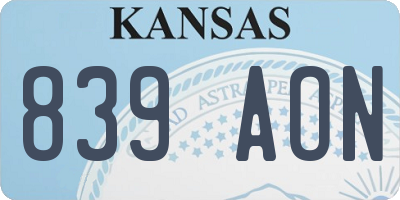 KS license plate 839AON