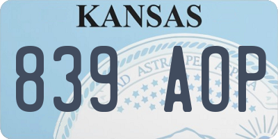 KS license plate 839AOP