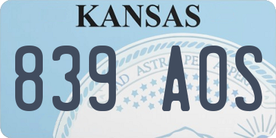 KS license plate 839AOS