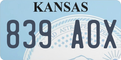 KS license plate 839AOX