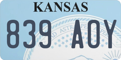 KS license plate 839AOY