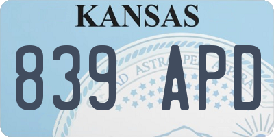 KS license plate 839APD