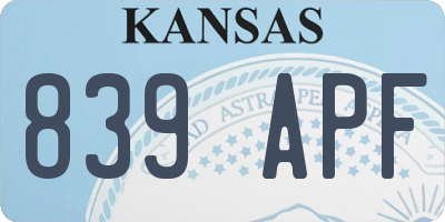 KS license plate 839APF