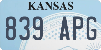 KS license plate 839APG
