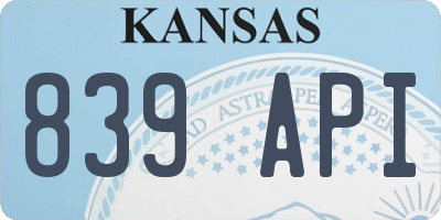 KS license plate 839API