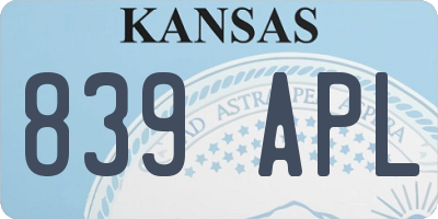KS license plate 839APL