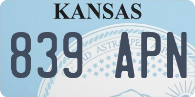 KS license plate 839APN
