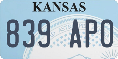 KS license plate 839APO
