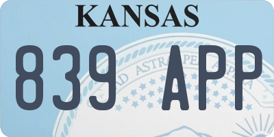 KS license plate 839APP