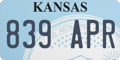 KS license plate 839APR