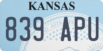 KS license plate 839APU