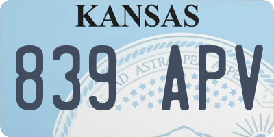 KS license plate 839APV