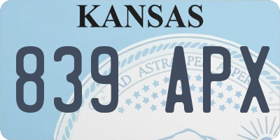 KS license plate 839APX