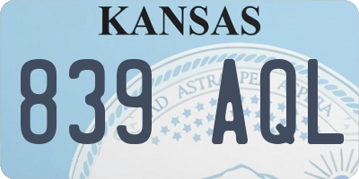 KS license plate 839AQL