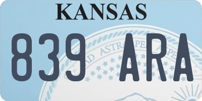 KS license plate 839ARA