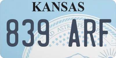 KS license plate 839ARF