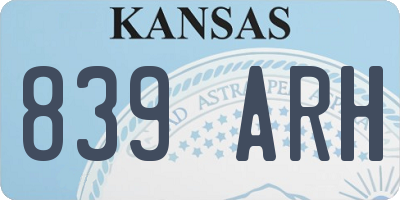 KS license plate 839ARH