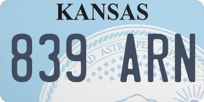 KS license plate 839ARN