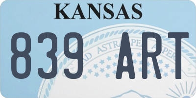 KS license plate 839ART