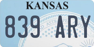 KS license plate 839ARY