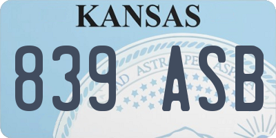 KS license plate 839ASB