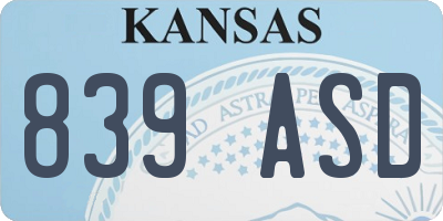 KS license plate 839ASD