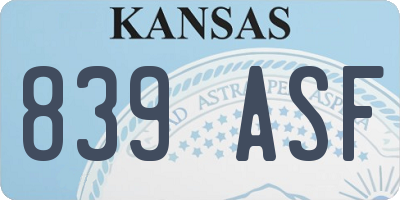KS license plate 839ASF