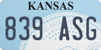 KS license plate 839ASG