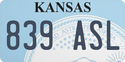 KS license plate 839ASL