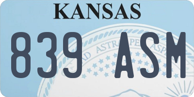 KS license plate 839ASM