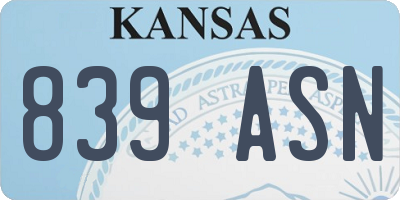 KS license plate 839ASN