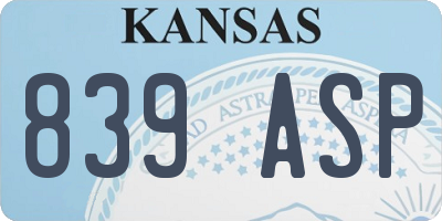 KS license plate 839ASP