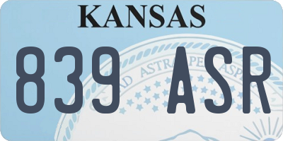 KS license plate 839ASR