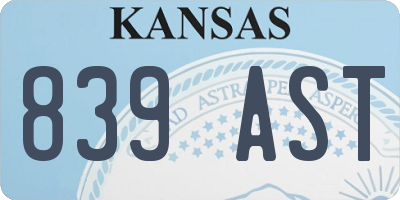 KS license plate 839AST