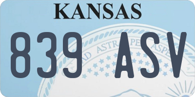 KS license plate 839ASV