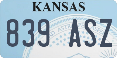 KS license plate 839ASZ