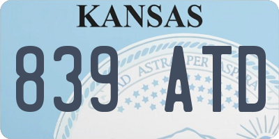 KS license plate 839ATD